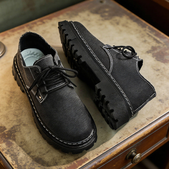 Casual denim frayed edge sneakers for men, ideal comfortable and stylish summer shoes.