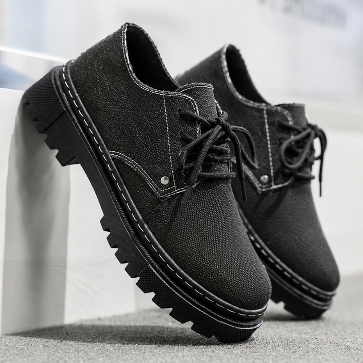 Durable blue denim frayed shoes, comfortable & stylish summer footwear for men.