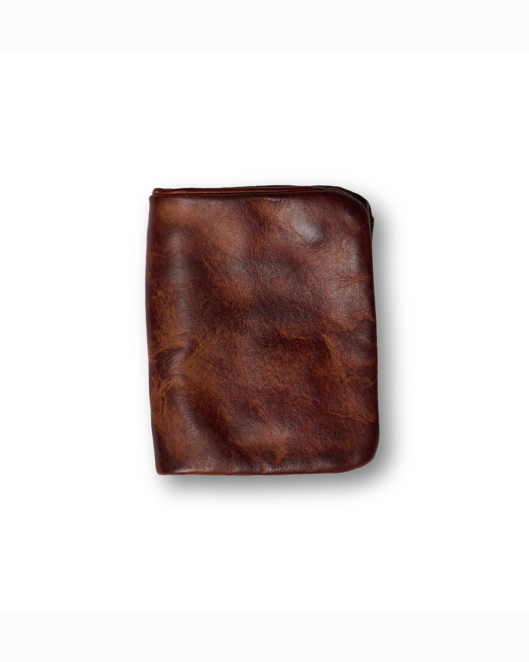 Men's full-grain leather bifold wallet with dual closure, perfect for everyday carry.