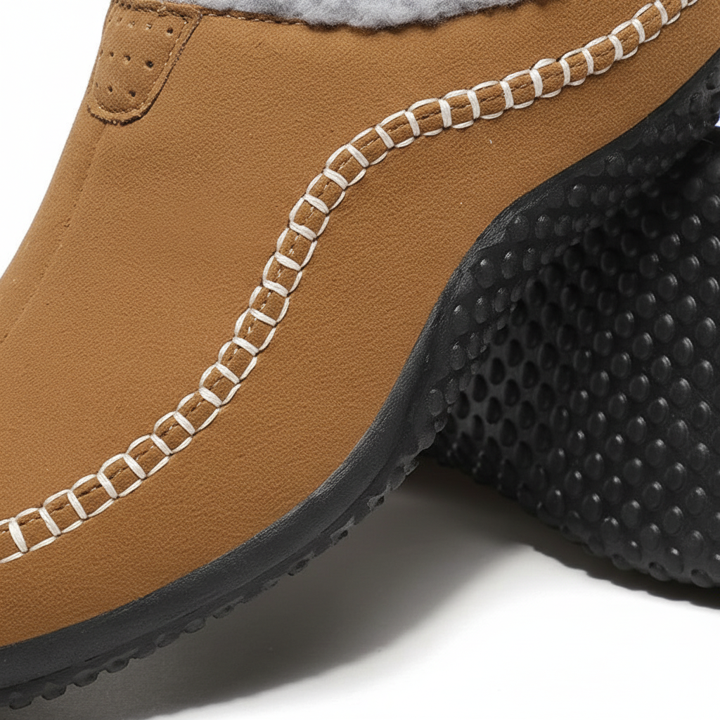 Comfort footwear: Men's navy blue house shoes with warm fleece lining and sturdy sole