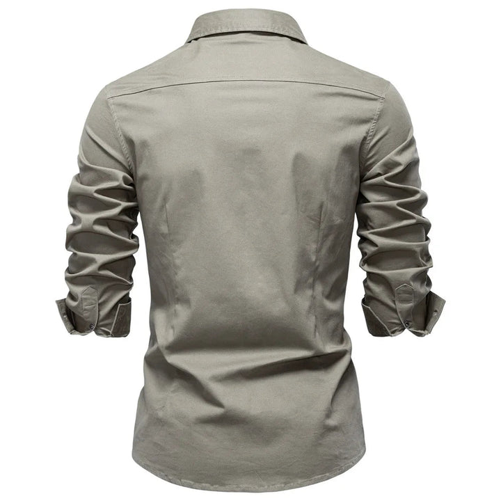 Men's workwear style Garrison utility shirt. Durable long sleeve button-down, ideal for everyday versatility.