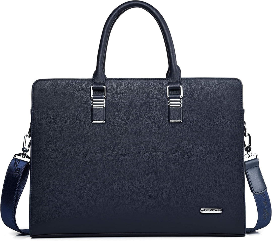 Rich tan genuine leather men's briefcase, adds touch of class to any outfit
