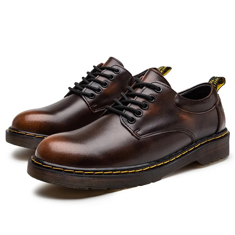 Smart casual men's urban leather shoes. Comfortable genuine leather footwear for daily wear.