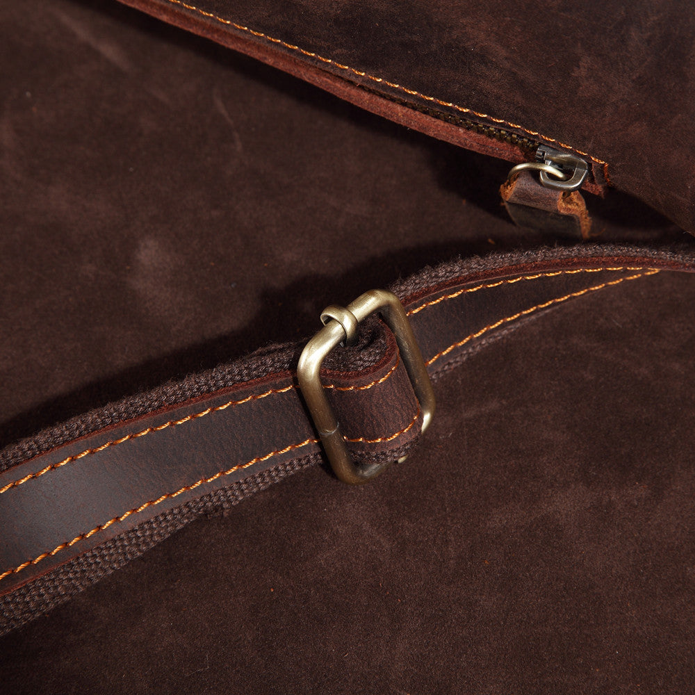 High-quality genuine leather men's messenger bag, built to last for work & daily adventures.