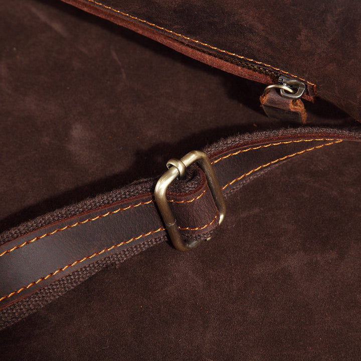 High-quality genuine leather men's messenger bag, built to last for work & daily adventures.