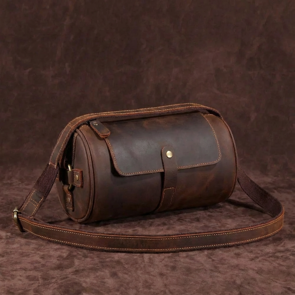 Versatile men's genuine leather messenger bag, ideal for work, travel, or daily use.