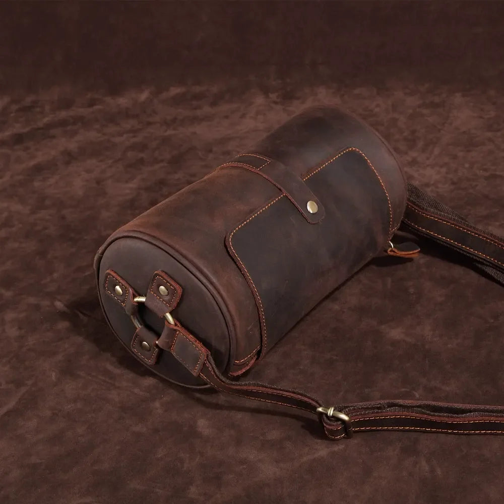 Men's genuine leather crossbody messenger bag, comfortable & secure for daily carry.