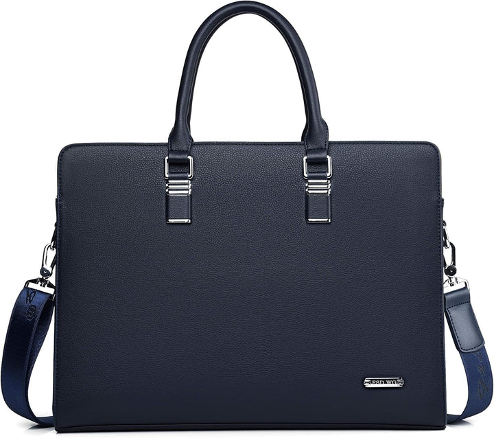 Men's genuine leather professional travel briefcase, spacious multi-compartment laptop bag.