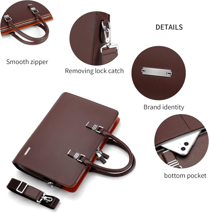 Sleek men's genuine leather professional laptop bag, perfect for business meetings and travel.