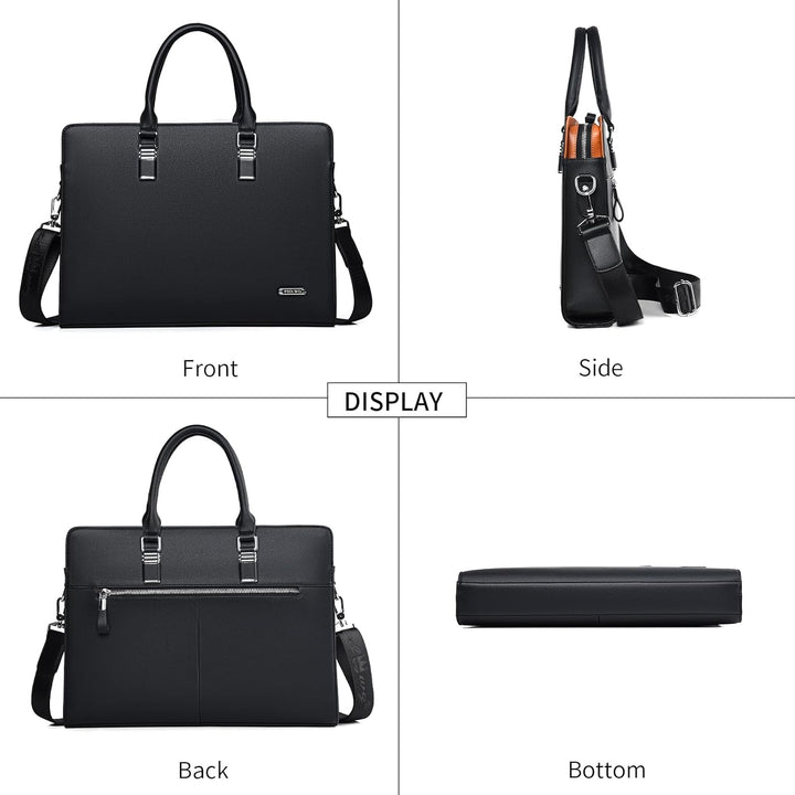 Professional men's genuine leather laptop bag, perfect for business travel & organizing essentials.