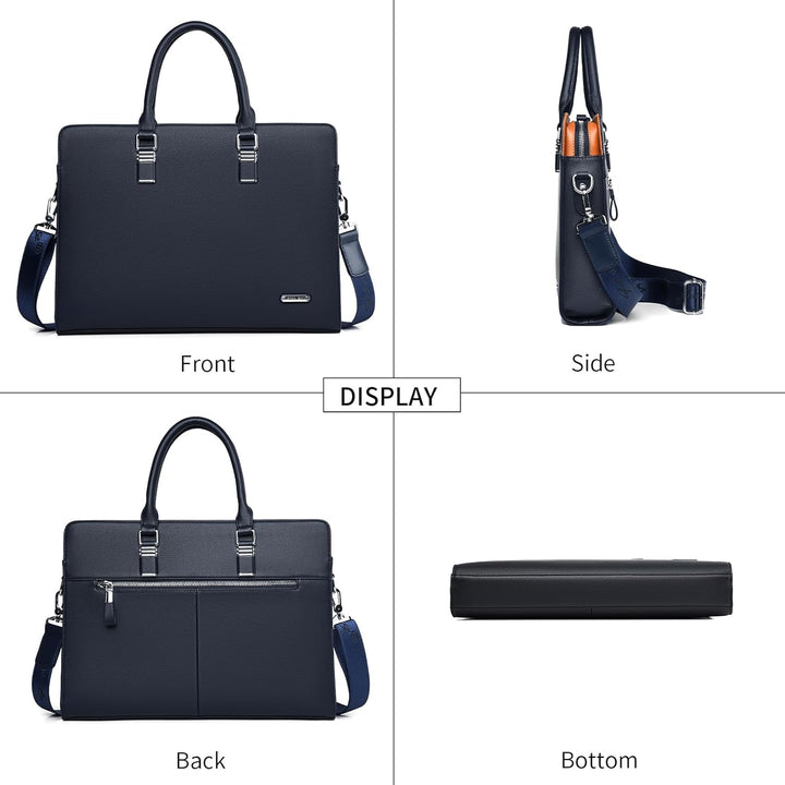 Functional men's genuine leather laptop briefcase, a multi-compartment bag for professionals.
