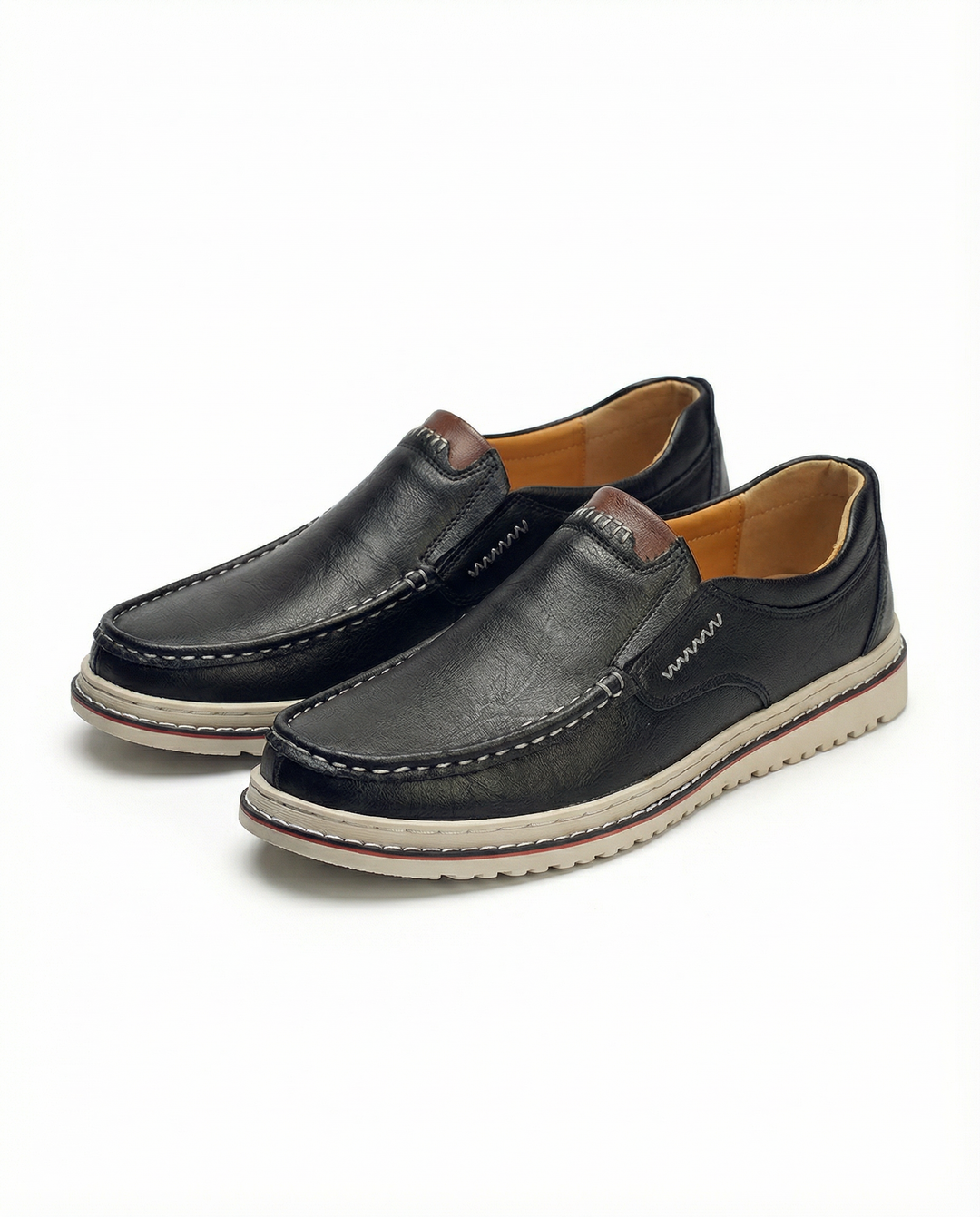 Classic men's brown leather slip-on loafers, designed for ultimate comfort and everyday casual style.