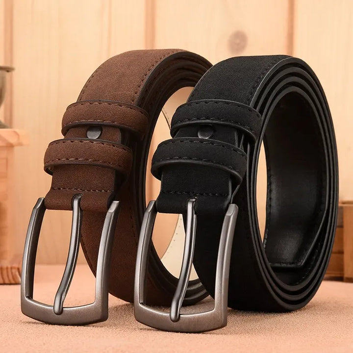 Stylish men's genuine suede belt. A premium, durable leather accessory for both casual and dress occasions.