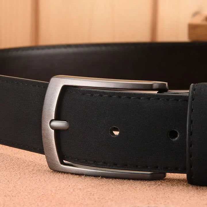 High-quality men's black suede belt, offering a premium and durable accessory for a sophisticated look.