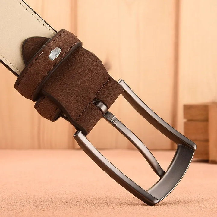 Durable men's genuine suede leather belt, premium quality for both casual and dress wear. Men's accessory.