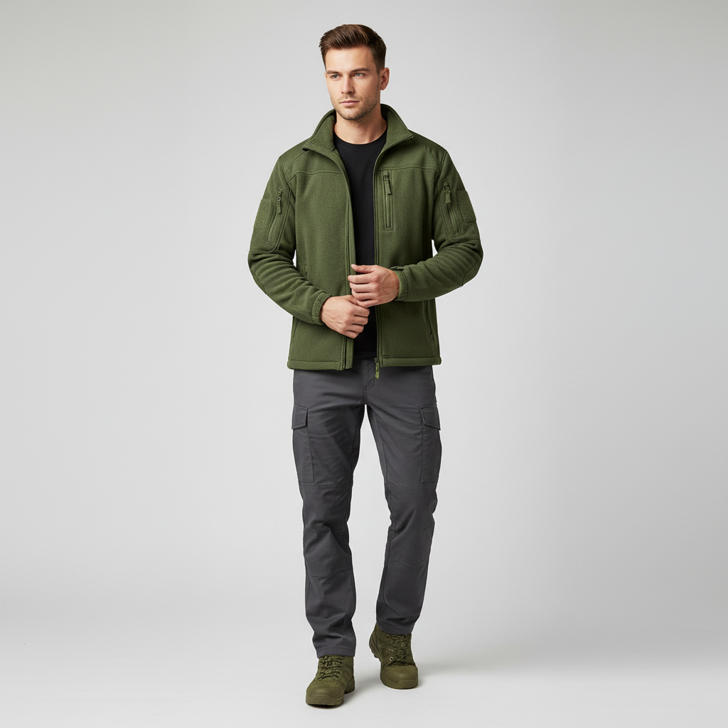 Side view of durable men's Gero fleece-lined winter jacket with multiple pockets, ideal for autumn