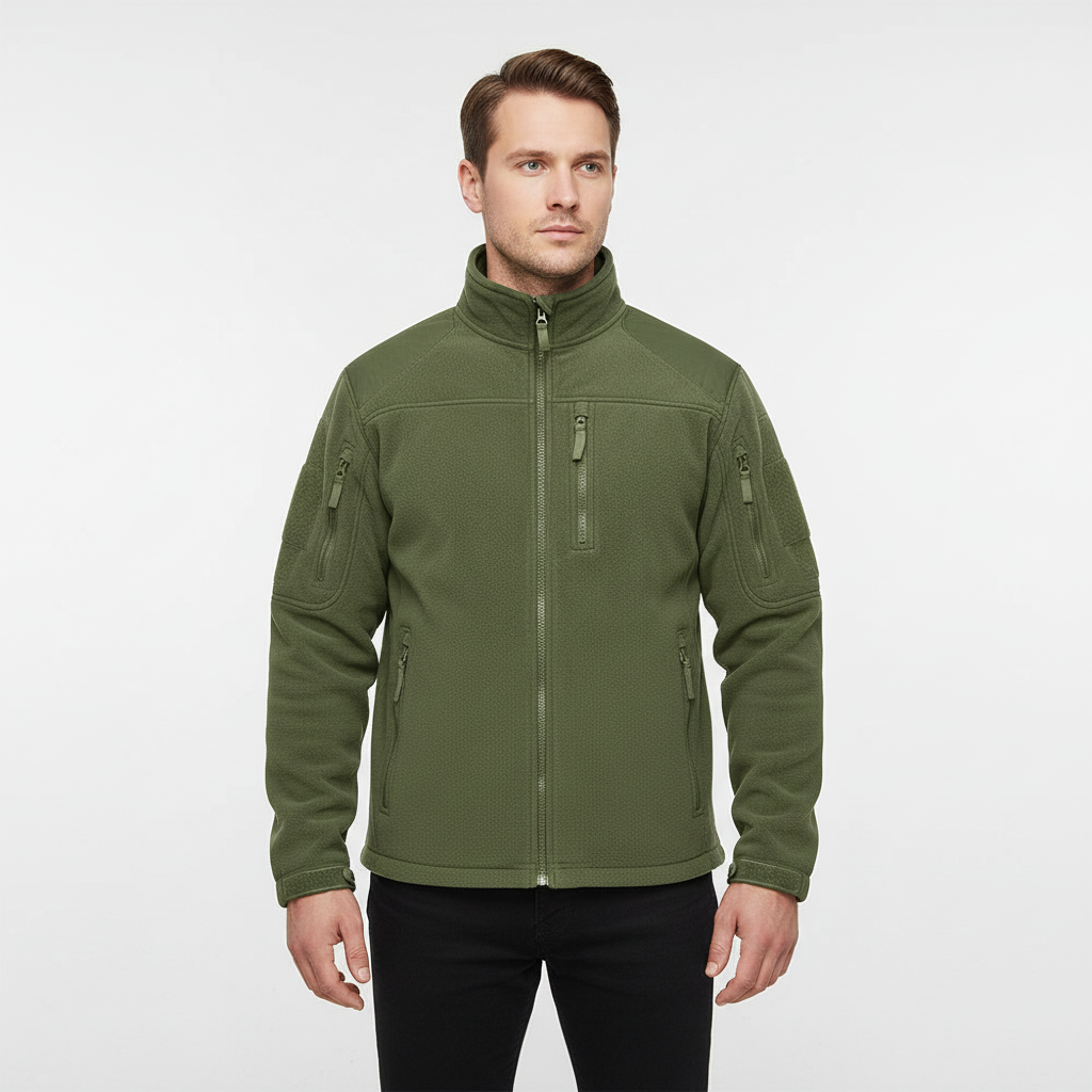 Back view of men's Gero warm winter jacket, showcasing its comfortable design for outdoor adventures