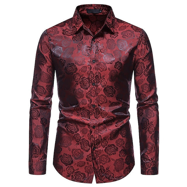 Glossy men's long sleeve shirt, an elegant choice for special occasions, formal events, and sophisticated party wear.