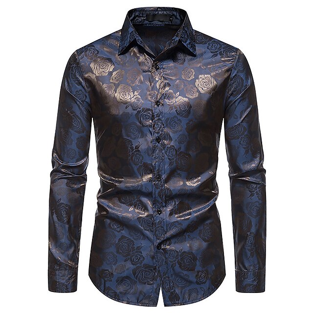 Men's elegant glossy long sleeve shirt. Formal party wear & special occasion event shirt. Tailored menswear fashion.