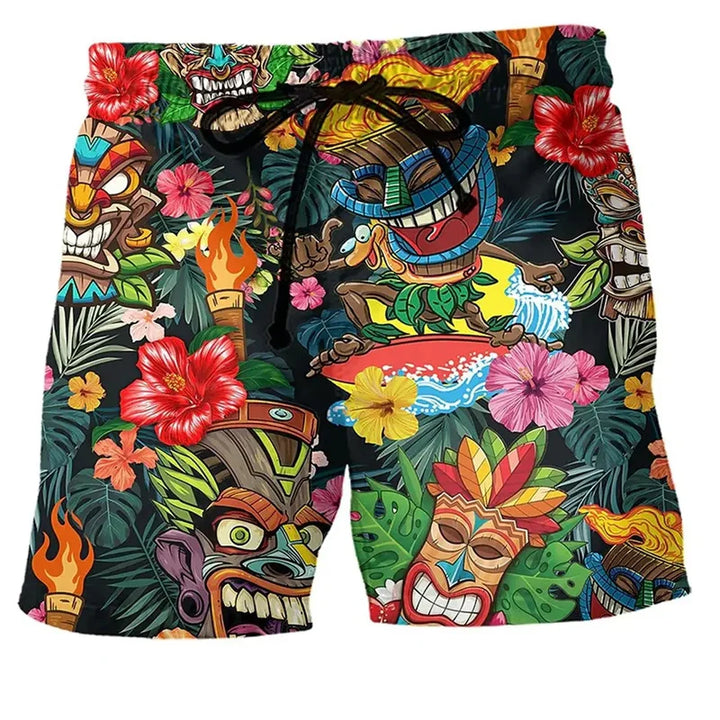 Stylish men's swim shorts featuring unique street art graffiti print.