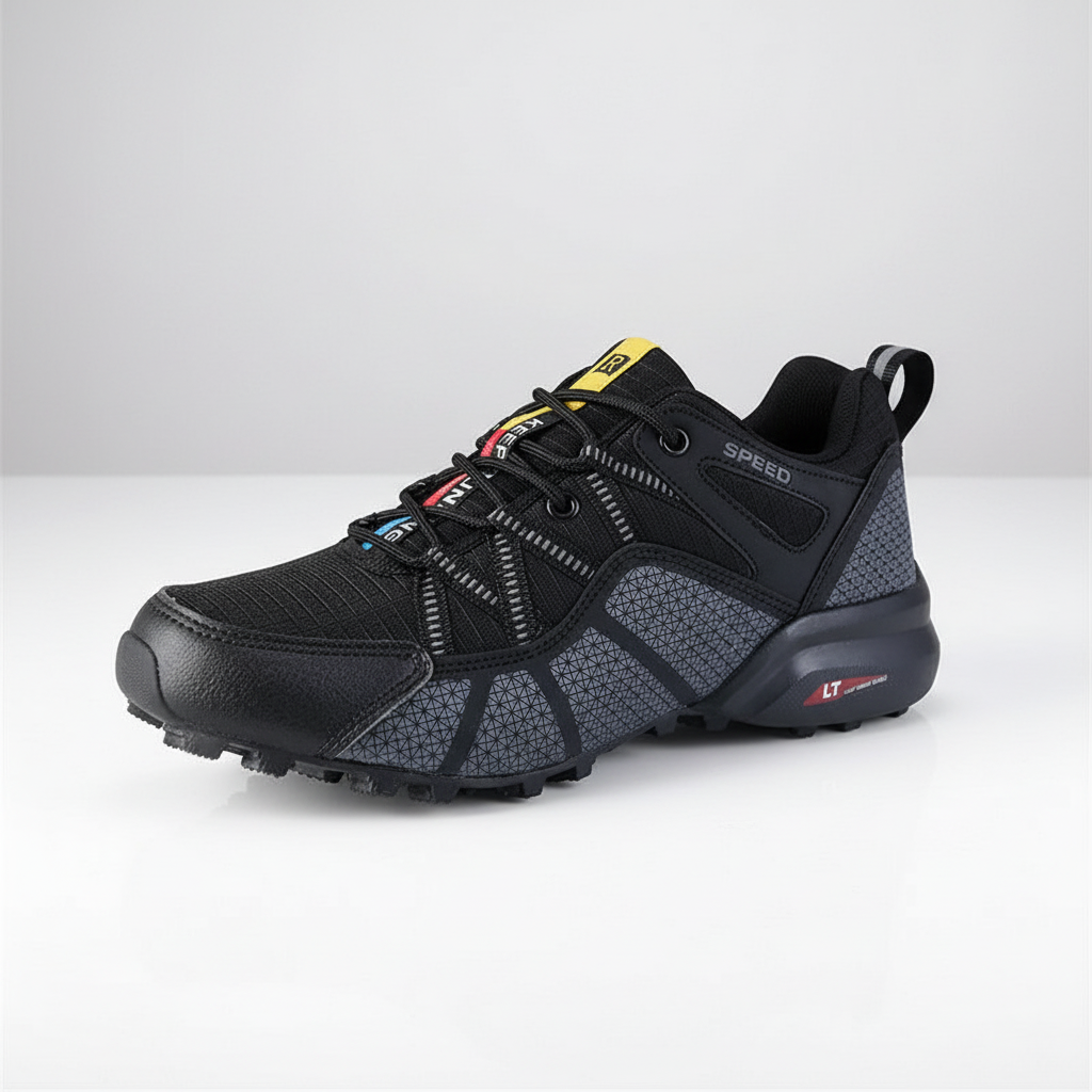 Pair of men's Grant waterproof mountain boots, ready for rugged trails and all weather