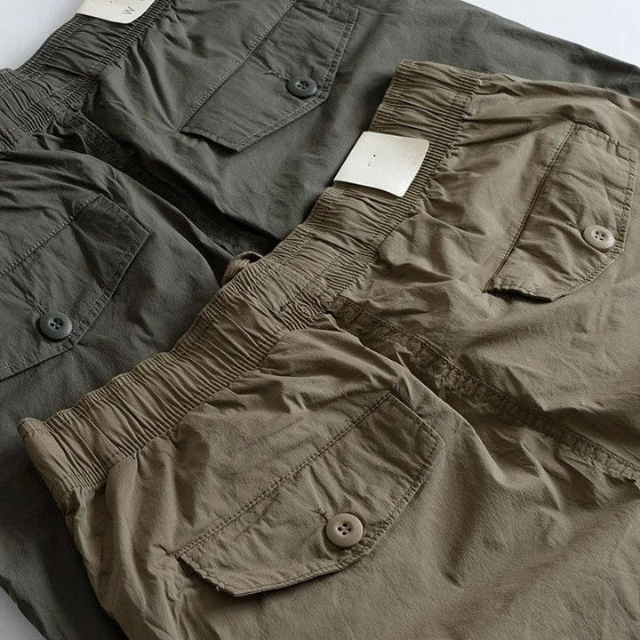 Versatile men's comfort cargo pants, ideal for casual everyday wear, outdoor adventures & travel.