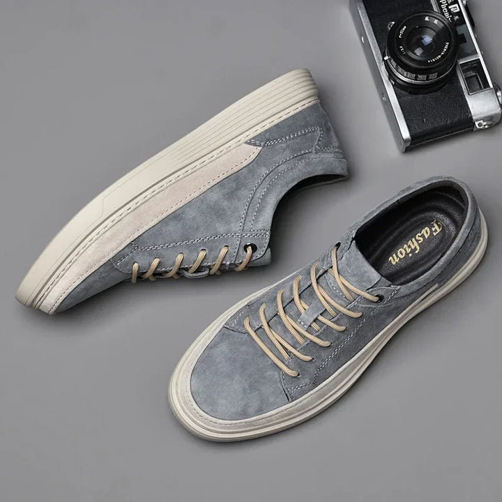 Men's sand suede fashion sneakers, featuring superior comfort & classic design for daily use.