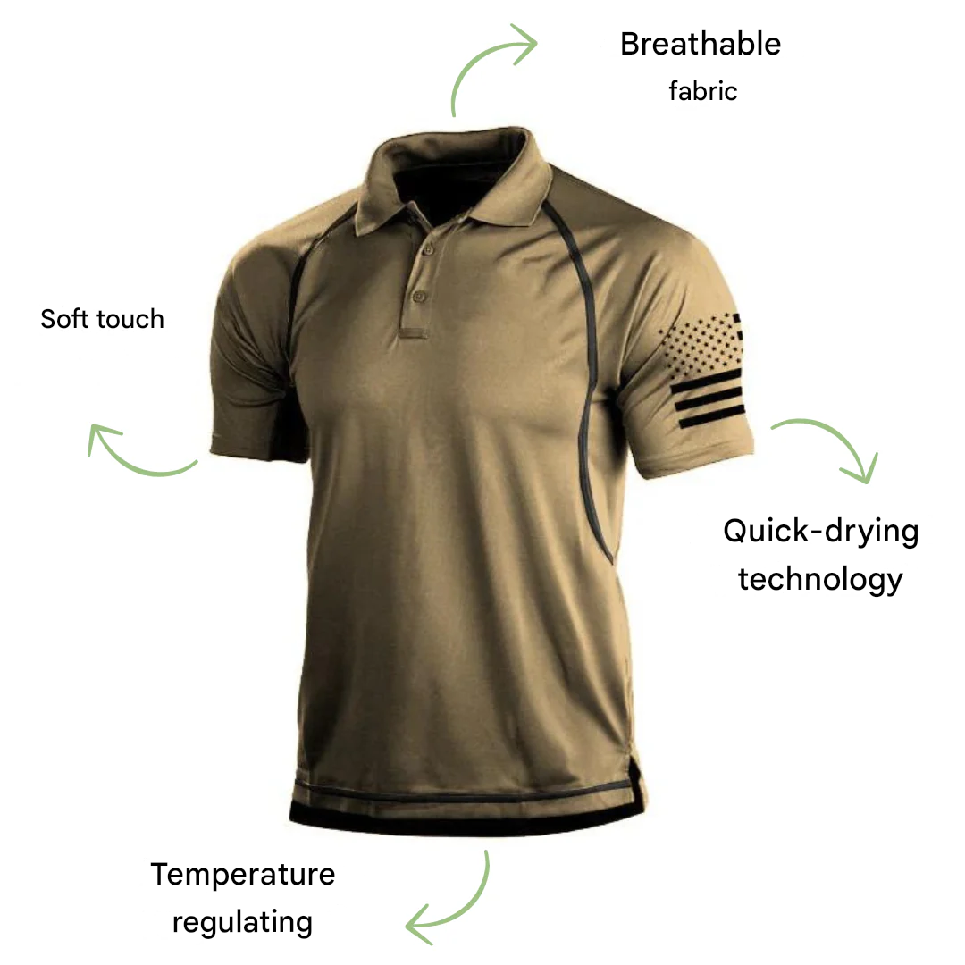 Men's blue TrailCore quick-drying polo shirt with short sleeves, perfect for summer apparel