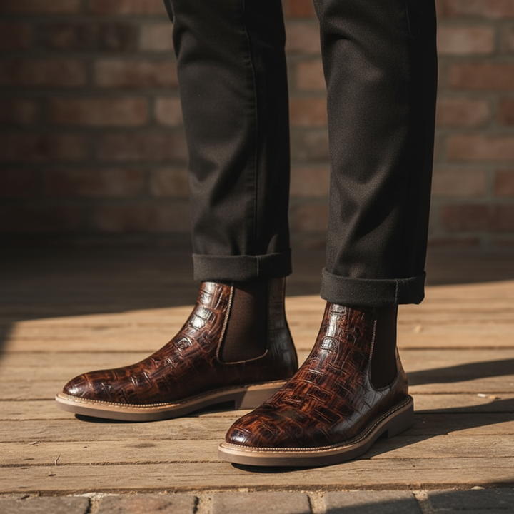 Classic men's leather Chelsea boots. The Grayson features a sleek design, ideal for both formal and casual fashion.