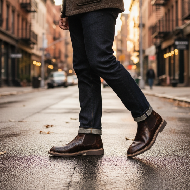 Stylish men's Grayson slip-on Chelsea boots in premium leather. Easy-to-wear everyday footwear for modern men.