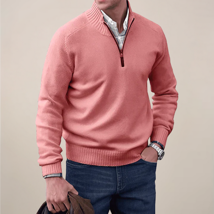 Versatile men's half-zip knit sweater. Easy layering pullover for smart casual or relaxed everyday style.