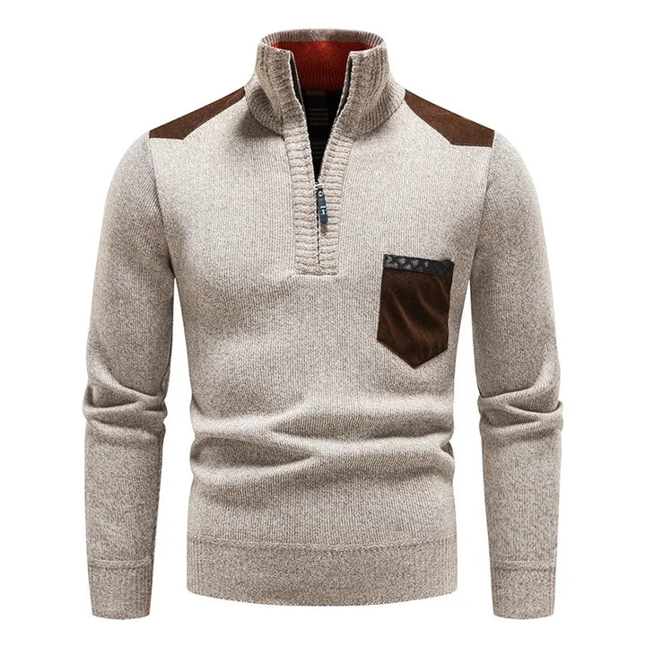 Men's half-zip pullover sweater, a warm long-sleeve knit for casual fall & winter fashion.