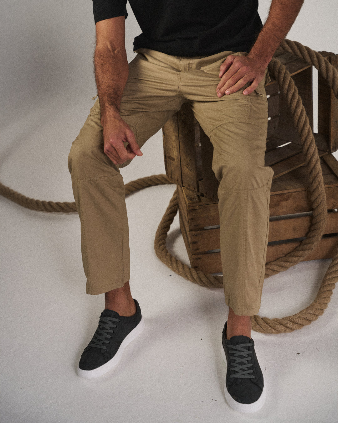 Back view of men's relaxed fit Hampton cargo pants, designed for comfort & modern casual everyday wear.