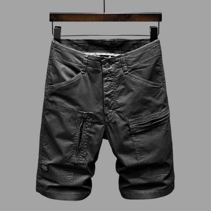 Men's Hampton cargo shorts paired with a casual tee, perfect for relaxed summer days.