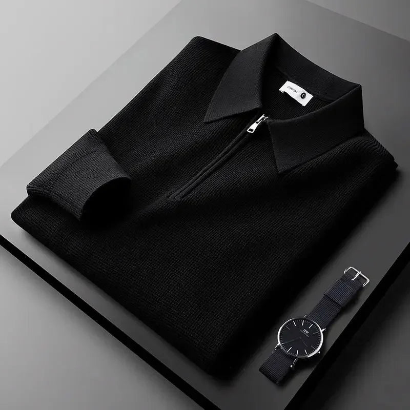Men's Hampton quarter-zip long sleeve shirt, a versatile textured top with a classic, comfortable fit.