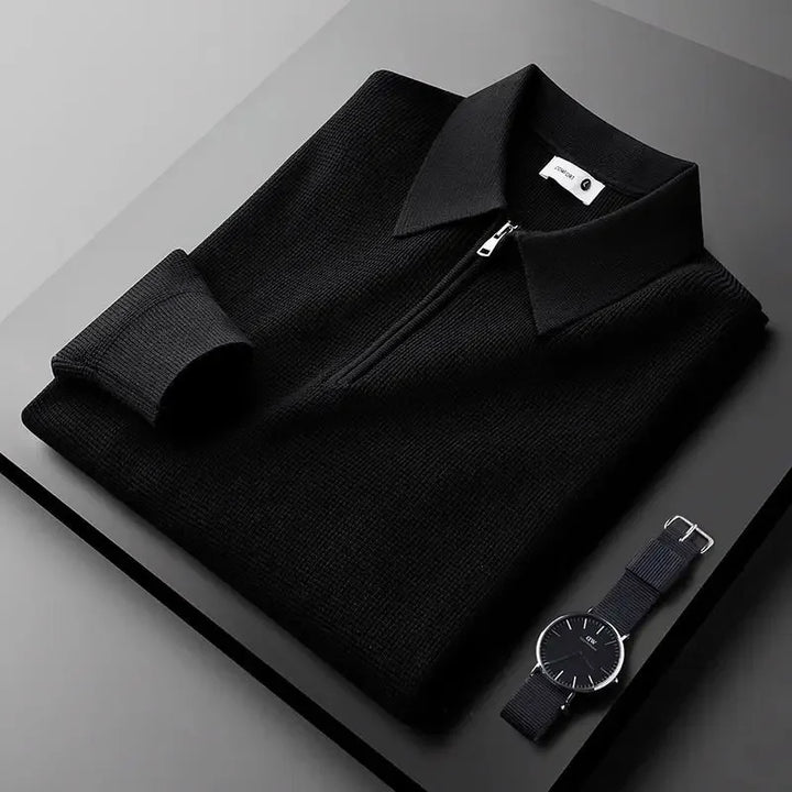 Men's Hampton quarter-zip long sleeve shirt, a versatile textured top with a classic, comfortable fit.