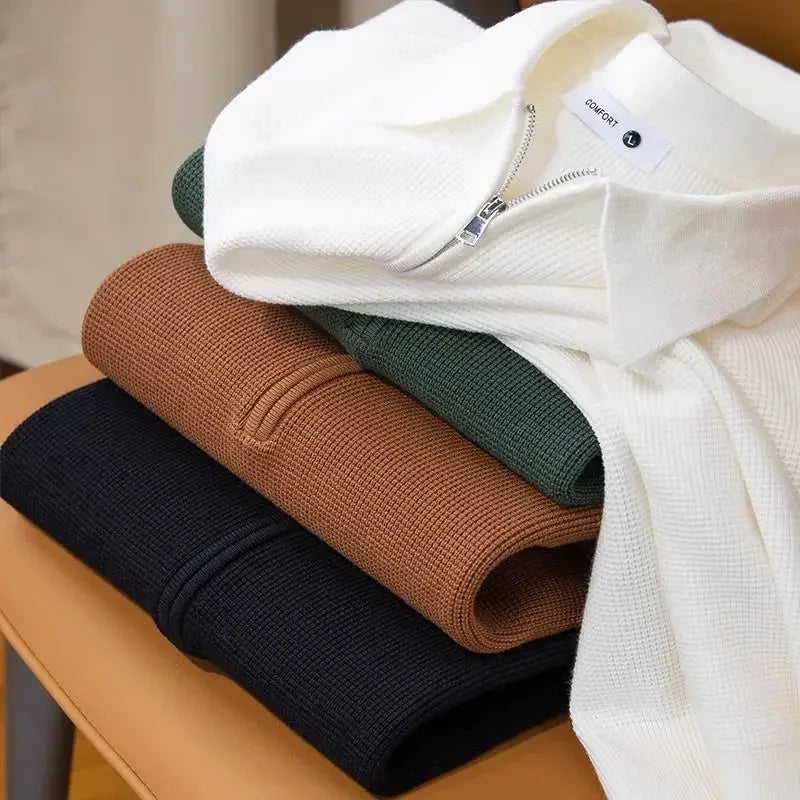 Hampton men's quarter-zip long sleeve shirt, a classic textured top offering sophisticated casual style.