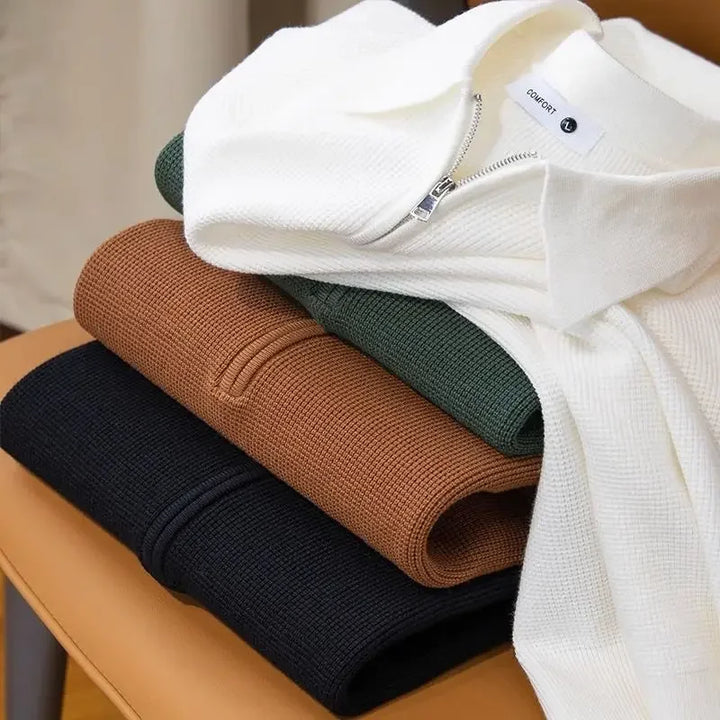 Hampton men's quarter-zip long sleeve shirt, a classic textured top offering sophisticated casual style.