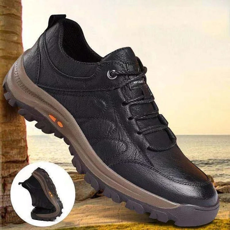 Breathable men's walking shoes with arch support, ensuring comfortable footwear & a non-slip experience.