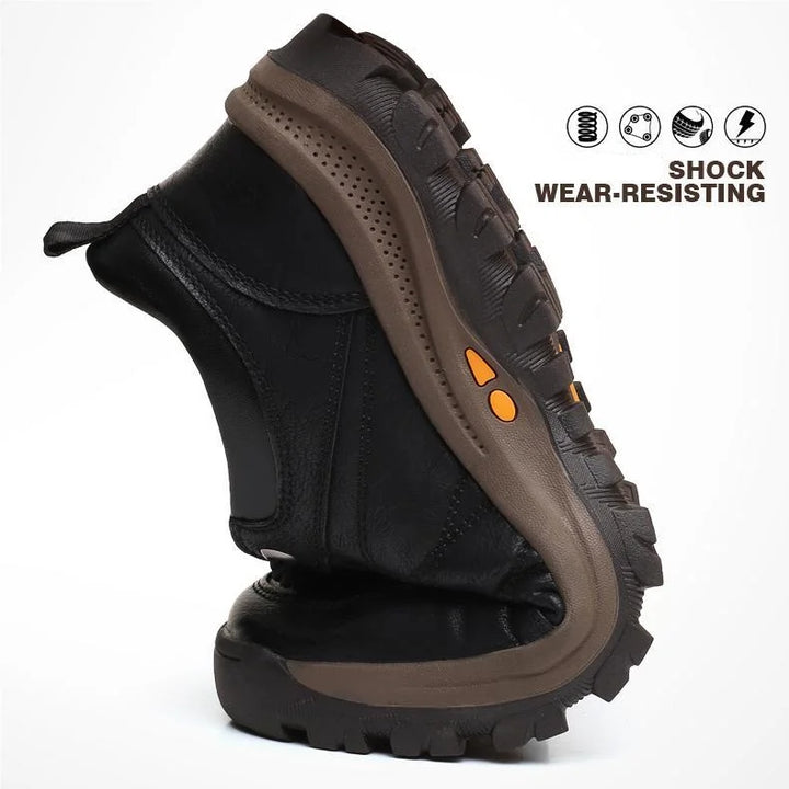 Stylish men's slip-on shoes with arch support, designed for comfortable everyday wear and pain relief.