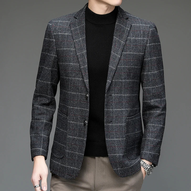 Tailored fit men's Harrington blazer, a sharp and elegant formal jacket for discerning business professionals.