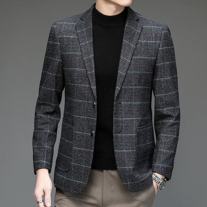 Tailored fit men's Harrington blazer, a sharp and elegant formal jacket for discerning business professionals.