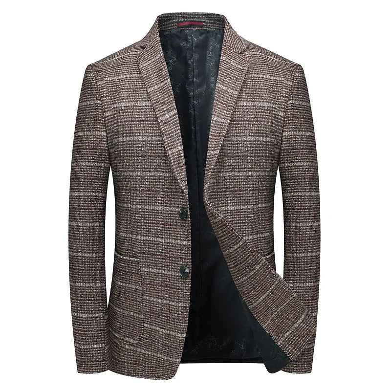 Classic men's Harrington blazer in camel, offering a versatile and sophisticated style for men's fashion.