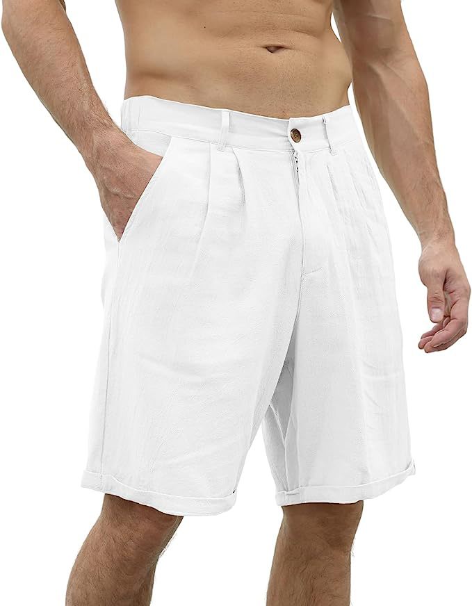 Folded pair of men's stretch shorts, ready for summer and relaxed casual wear