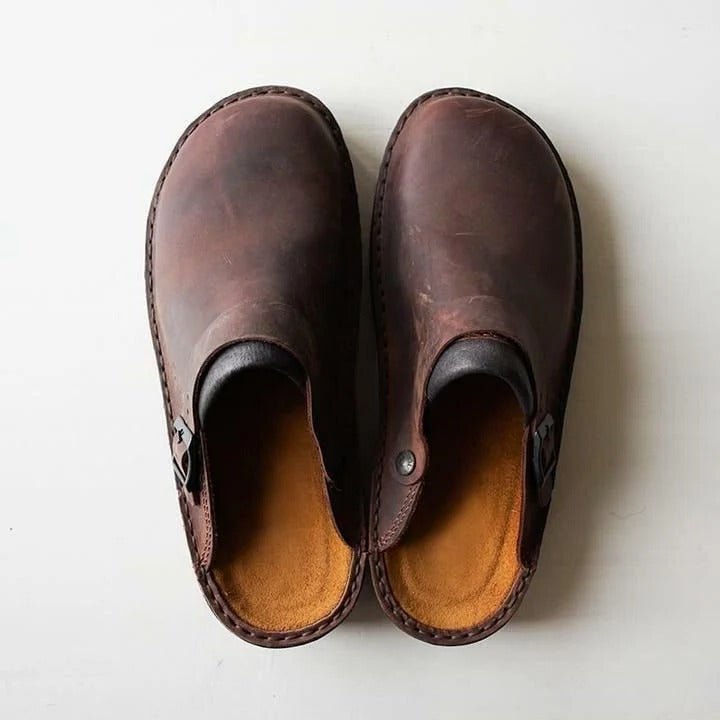 Men's heel strap mules for versatile slip-on comfort. Casual footwear, perfect for all-day indoor & outdoor wear.
