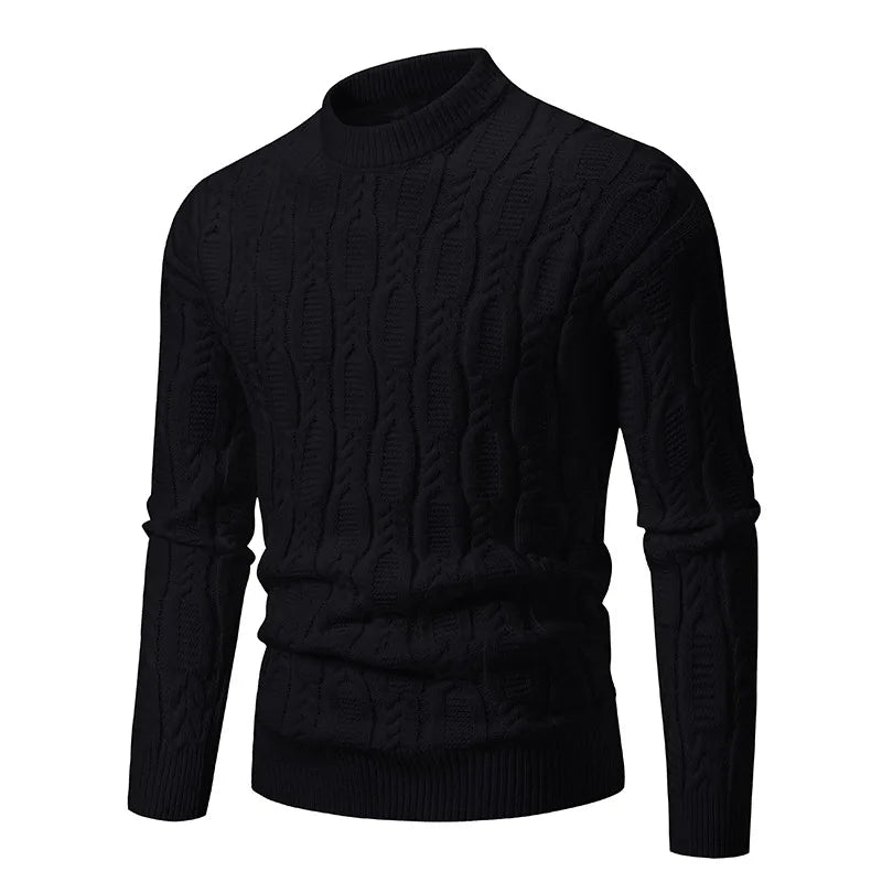 Warm & cozy men's cable knit sweater. A timeless long-sleeve knitwear essential for classic winter style.