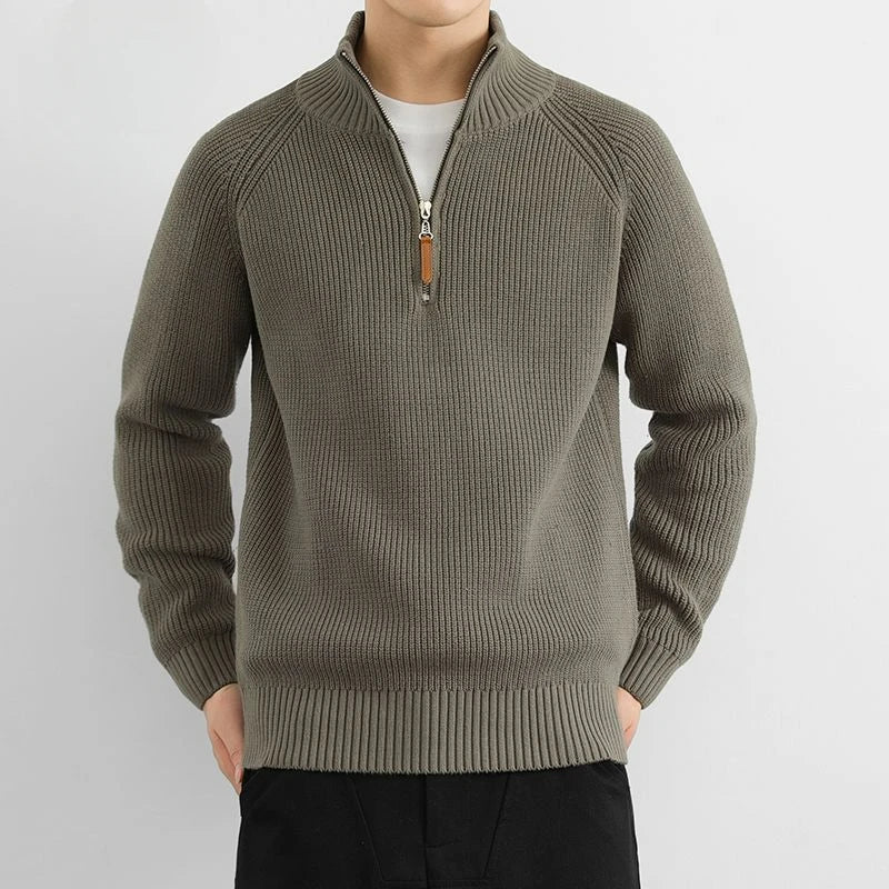 Men's Heritage Half-Zip Sweater, a classic warm knitwear pullover, ideal for smart casual fall & winter style.