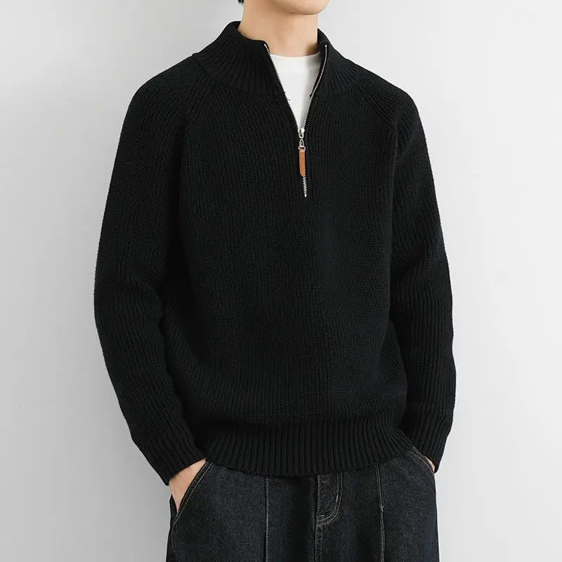Full view of the Men's Heritage Half-Zip Sweater, a timeless piece of warm menswear knitwear for fall & winter.