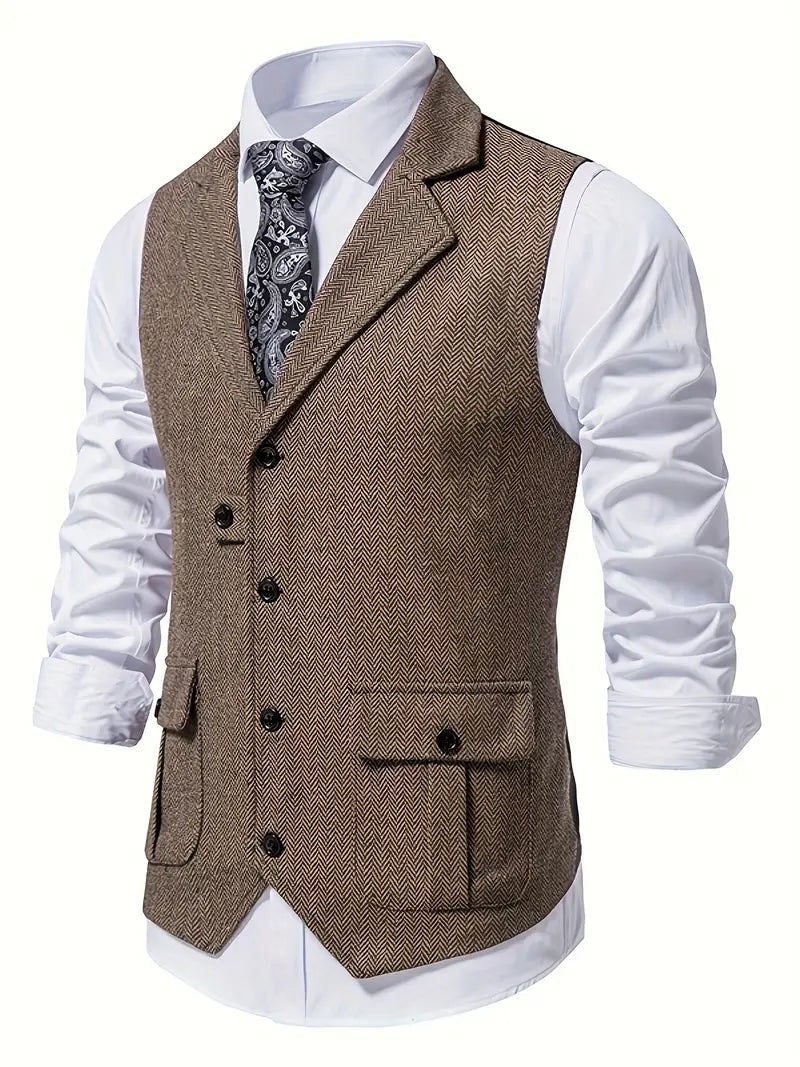 Tailored men's herringbone jacket for a professional and elegant business attire.