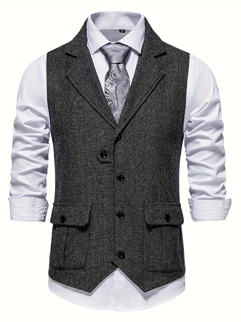 Stylish herringbone blazer for men, ideal for smart casual and autumn fashion.